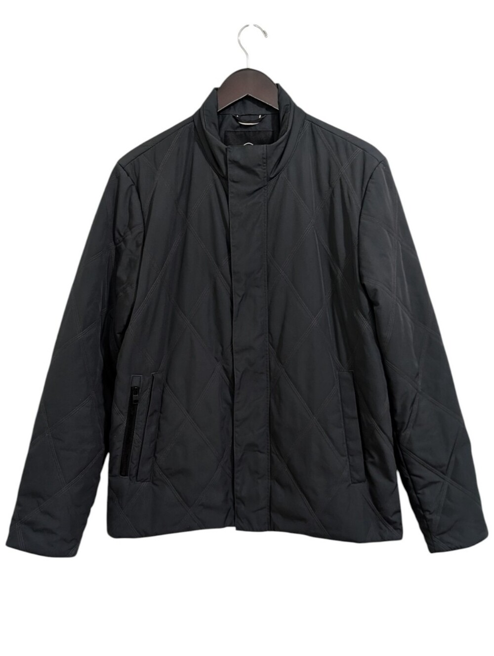 AETHER Apparel Men’s Diamond Quilted Insulated Jacket Charcoal Gray Red Lining M